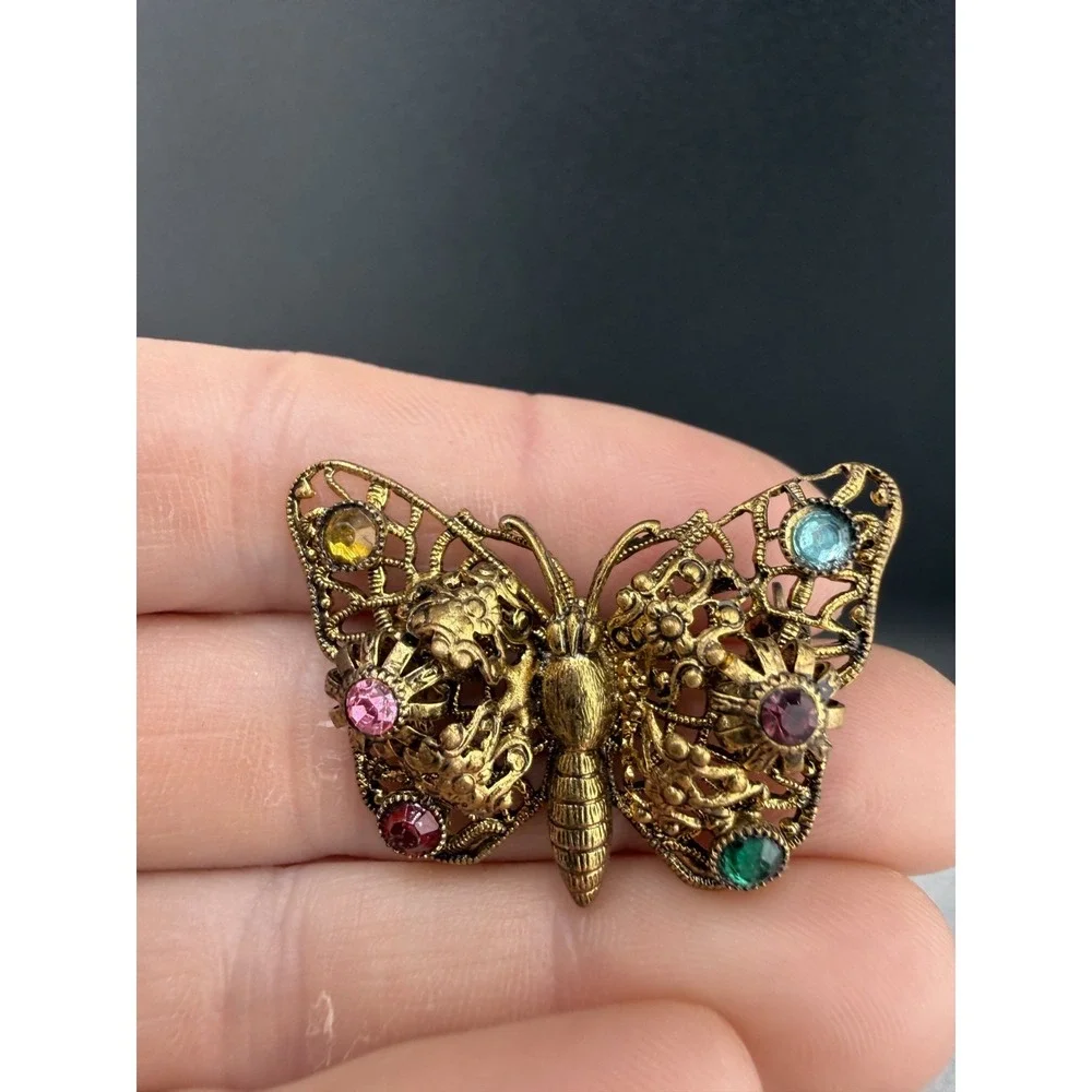 Vintage Brooch Lot Candy Cane Bear Butterfly Fish Bird Basket Christmas‎ Tree